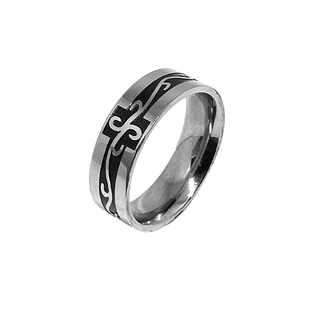 Embossed Cross Fleur Ring