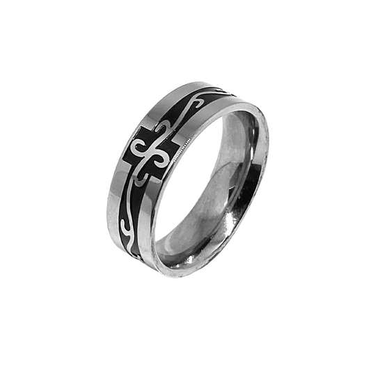 Embossed Cross Fleur Ring