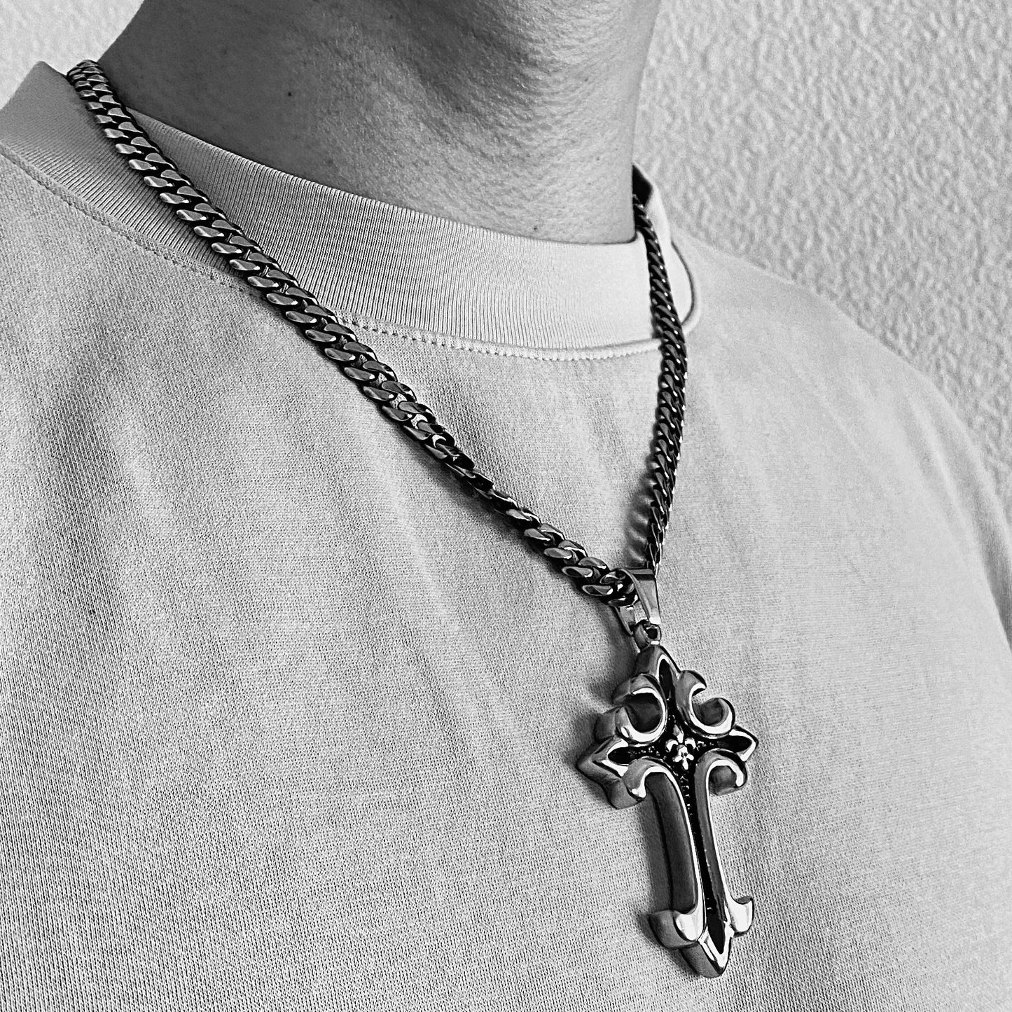 Fleur Cross Pendant with Chain